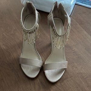 Adrienne Vittadini Gold Beaded Heels